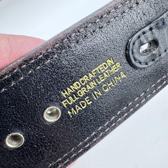 Ariat Limited Edition 2007 Black Brown Leather Studded Belt Metal Hardware 34/85 - Picture 13 of 16